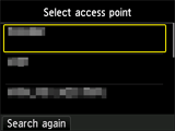 Access point selection screen